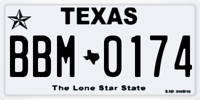 TX license plate BBM0174