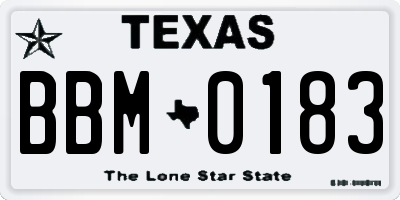 TX license plate BBM0183