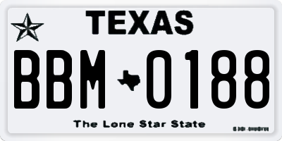 TX license plate BBM0188