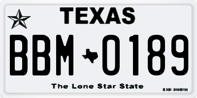 TX license plate BBM0189