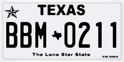 TX license plate BBM0211