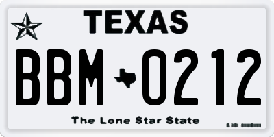 TX license plate BBM0212
