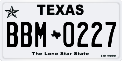 TX license plate BBM0227