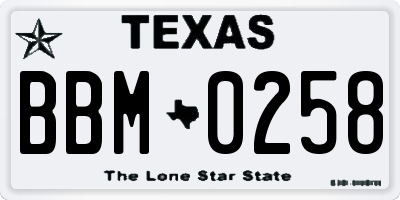 TX license plate BBM0258
