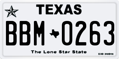 TX license plate BBM0263