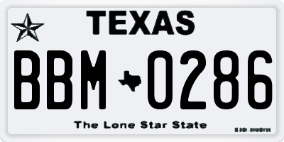 TX license plate BBM0286
