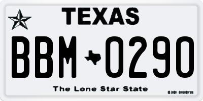 TX license plate BBM0290