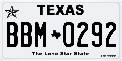 TX license plate BBM0292