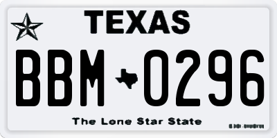 TX license plate BBM0296