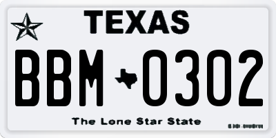 TX license plate BBM0302