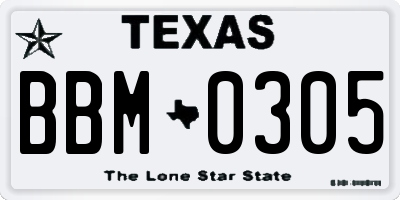 TX license plate BBM0305