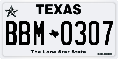 TX license plate BBM0307