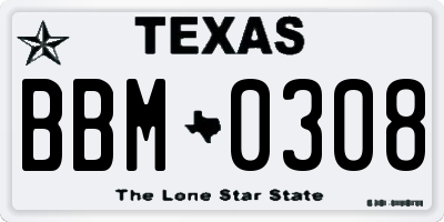 TX license plate BBM0308