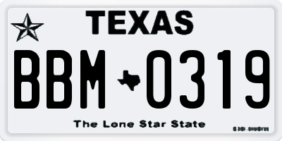 TX license plate BBM0319