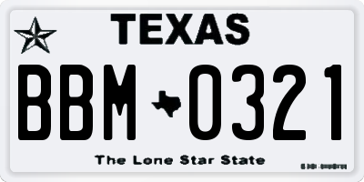 TX license plate BBM0321