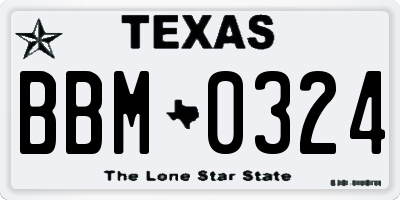 TX license plate BBM0324