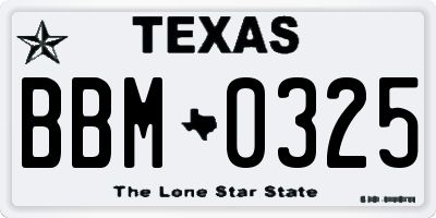 TX license plate BBM0325