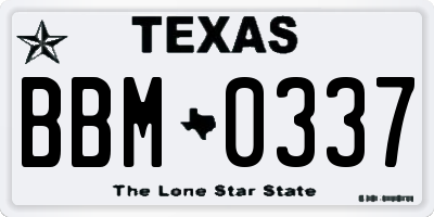 TX license plate BBM0337