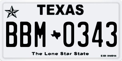 TX license plate BBM0343