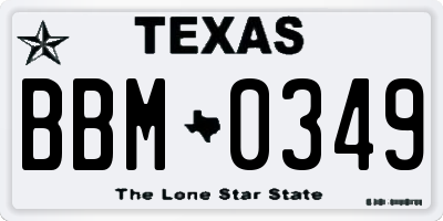 TX license plate BBM0349
