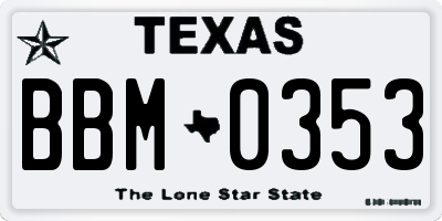 TX license plate BBM0353