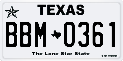 TX license plate BBM0361