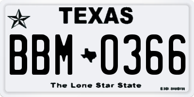 TX license plate BBM0366