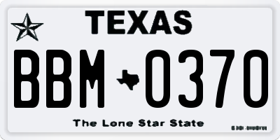 TX license plate BBM0370