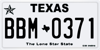 TX license plate BBM0371