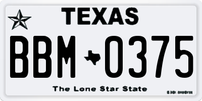 TX license plate BBM0375