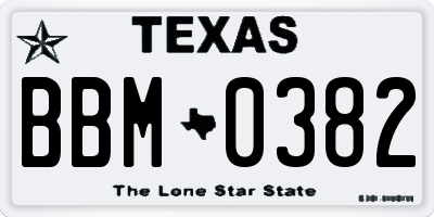 TX license plate BBM0382