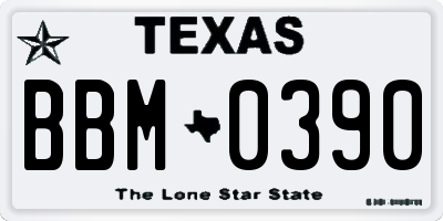 TX license plate BBM0390