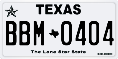 TX license plate BBM0404