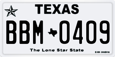 TX license plate BBM0409