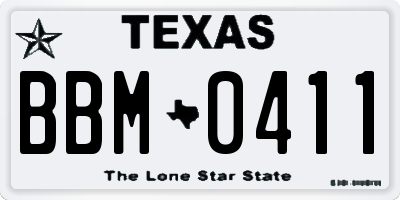 TX license plate BBM0411