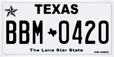 TX license plate BBM0420