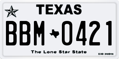 TX license plate BBM0421