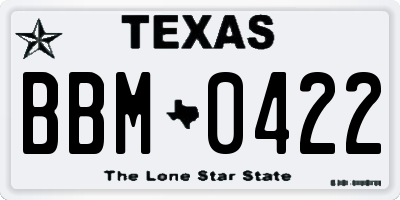 TX license plate BBM0422