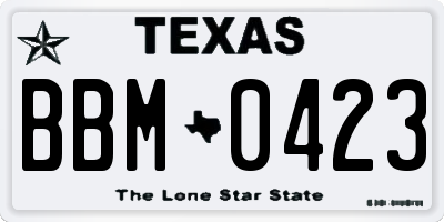TX license plate BBM0423