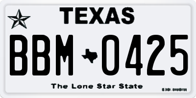 TX license plate BBM0425