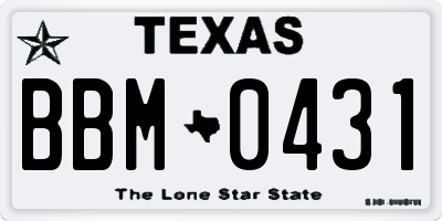 TX license plate BBM0431