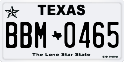 TX license plate BBM0465