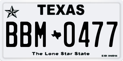 TX license plate BBM0477