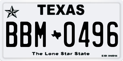 TX license plate BBM0496