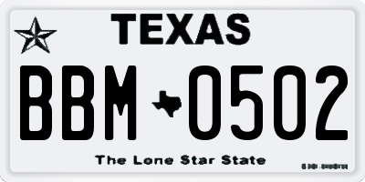 TX license plate BBM0502
