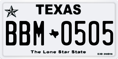 TX license plate BBM0505