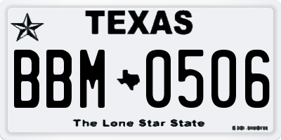 TX license plate BBM0506