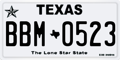 TX license plate BBM0523