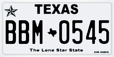 TX license plate BBM0545