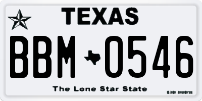 TX license plate BBM0546